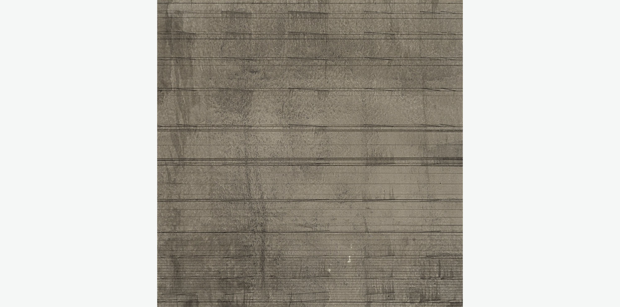 Multiple parallel lines spaced out at irregular intervals on an ink-washed tan paper.
